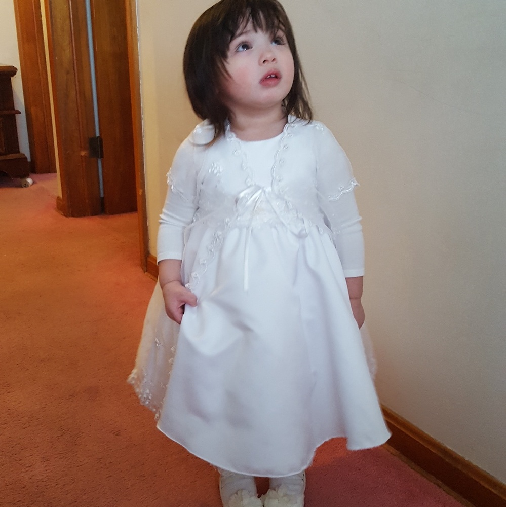 USA MADE 2 piece Toddler Formal Dress w Lace Shawl